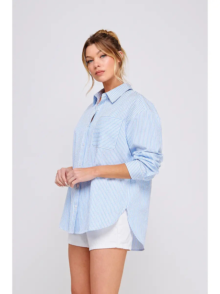 Breeze Striped Button Down with Open Back Ties