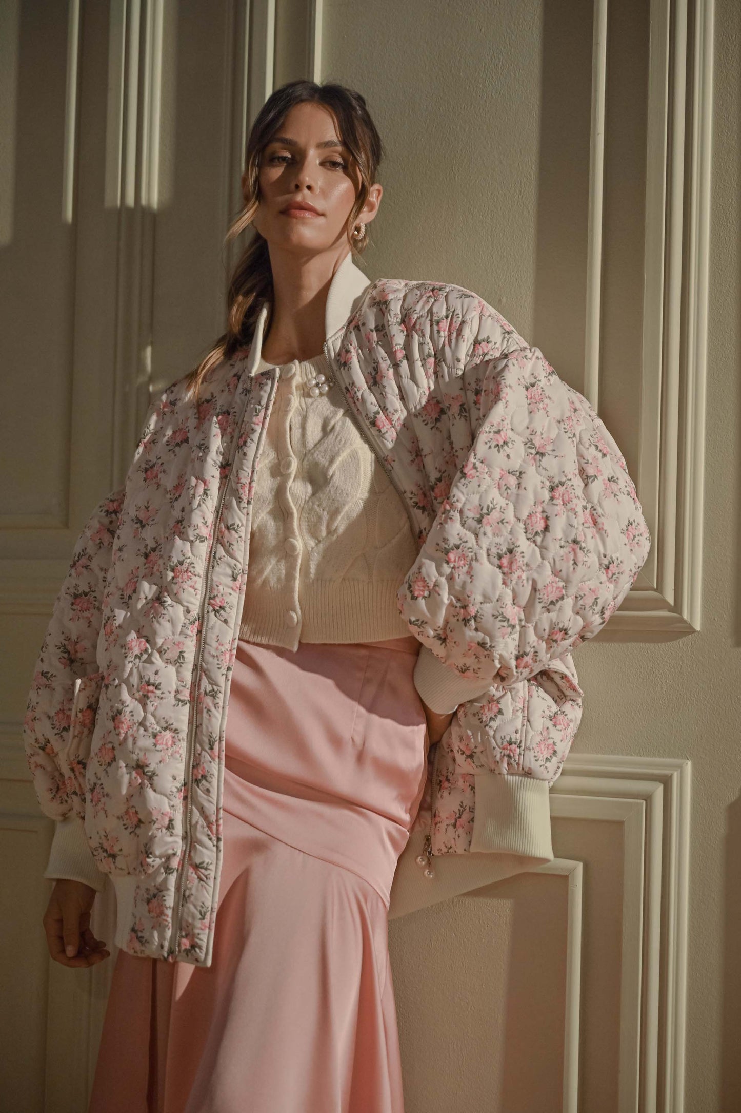 Valentina Quilted Oversized Bomber Jacket
