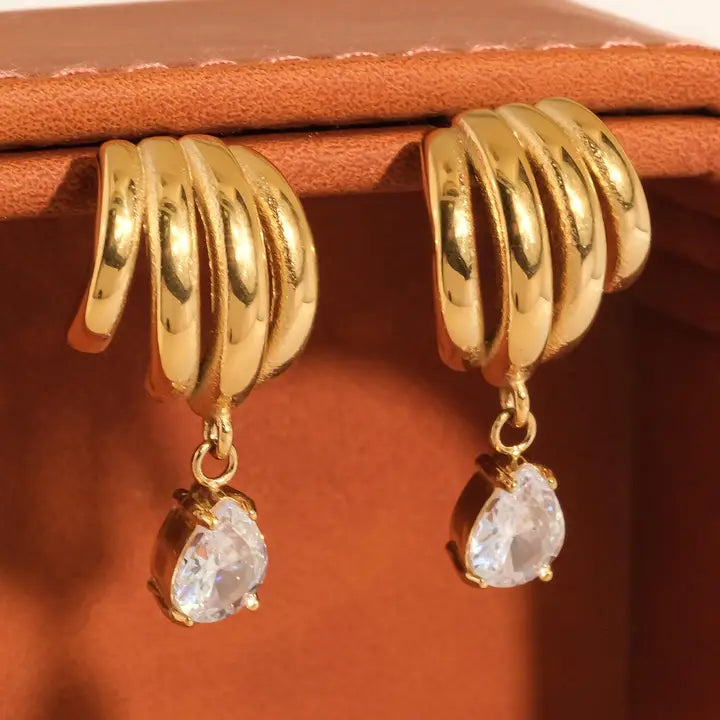 18K Gold Non-Tarnish Classic Cz Drop Earring