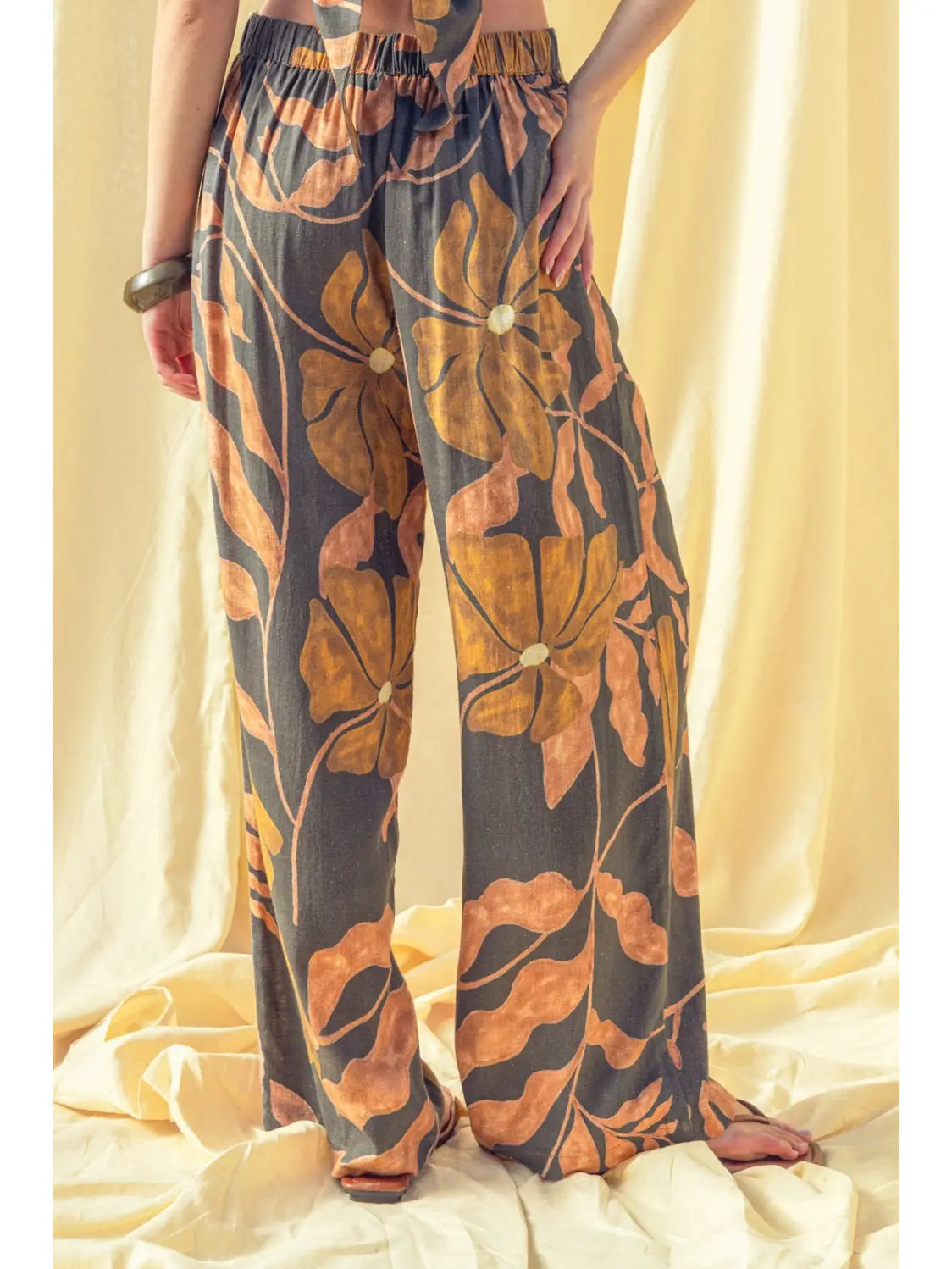 Kaia Printed Linen Wide Leg Pants