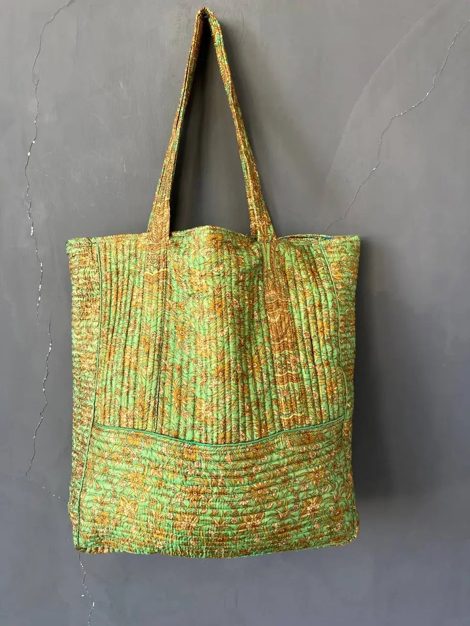Silk Quilted Print Shoulder Bag