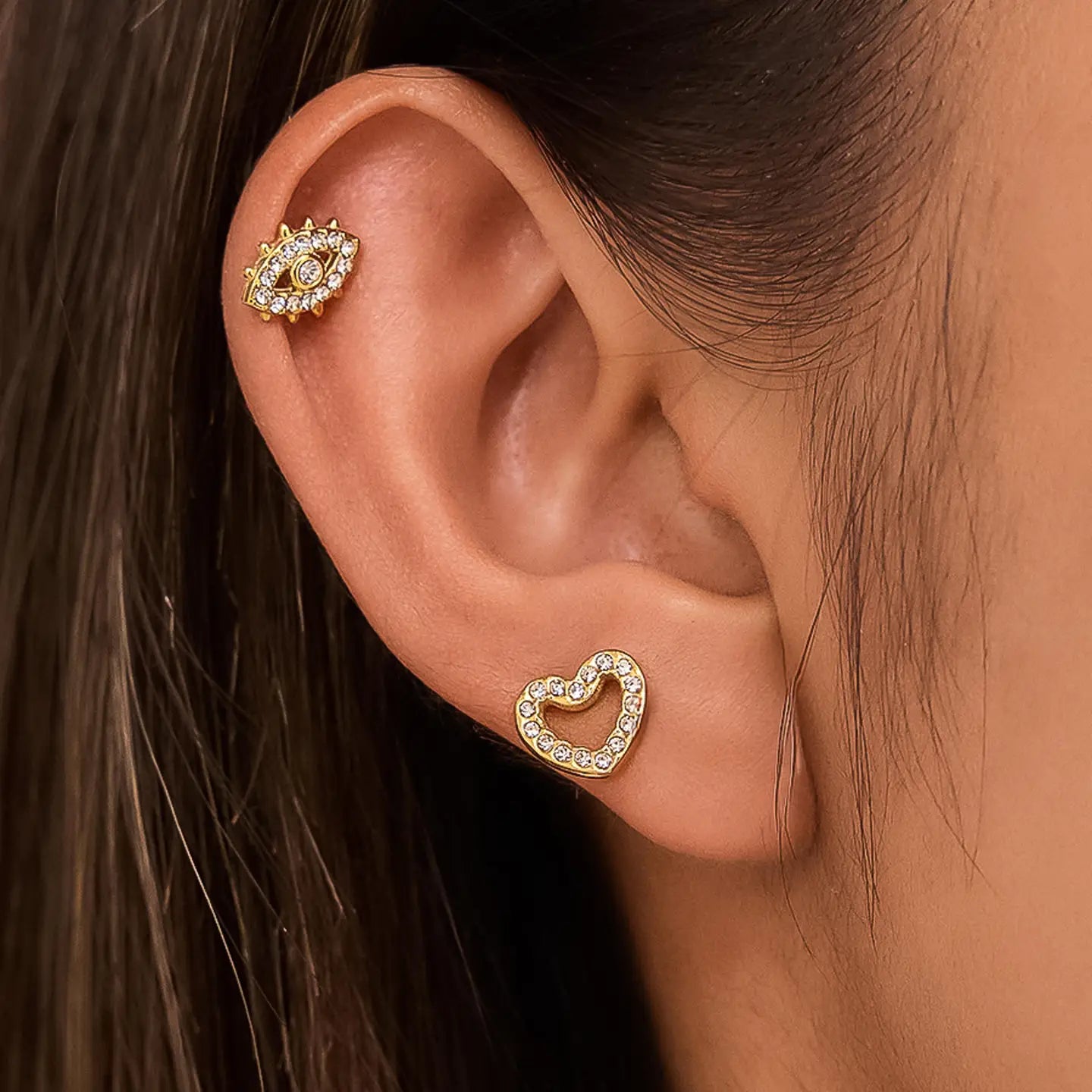 18K Gold Non-Tarnish Cz Stud Earrings