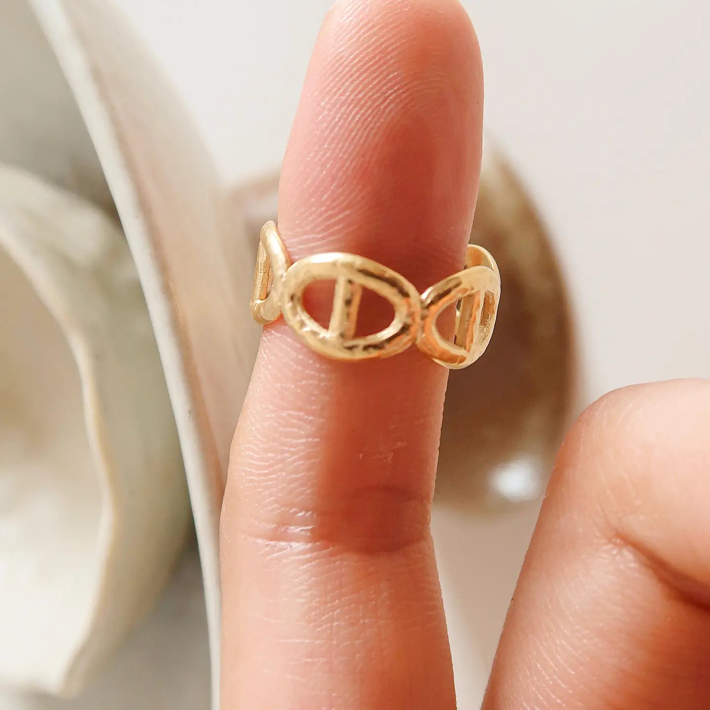 Gold Non-Tarnish Adjustable Chain Ring