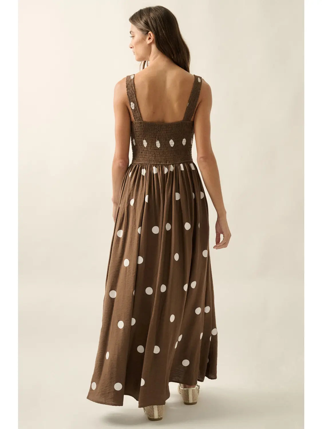Indi Polka Dot Smocked Maxi Dress