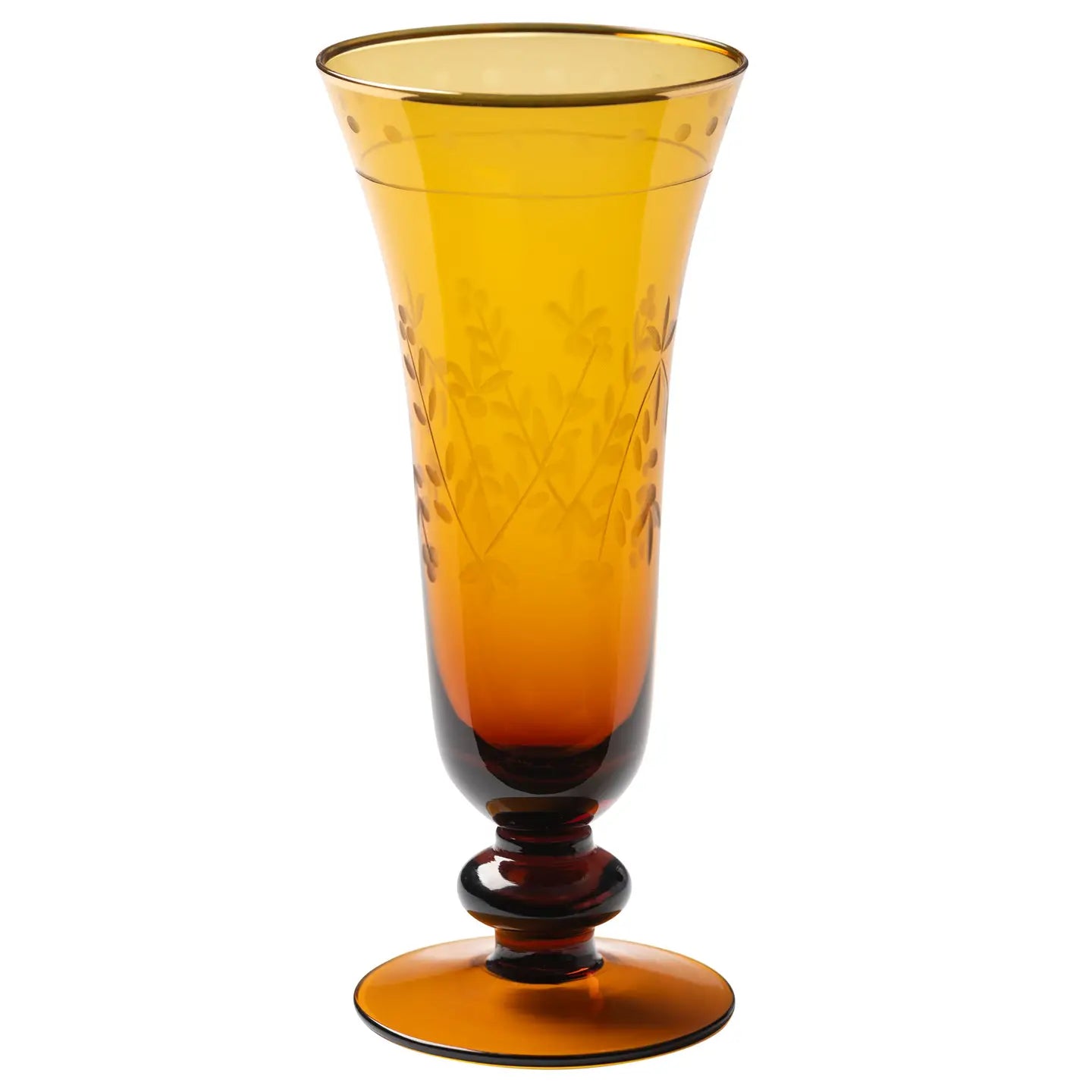Honey Gold Etches Flute Glass
