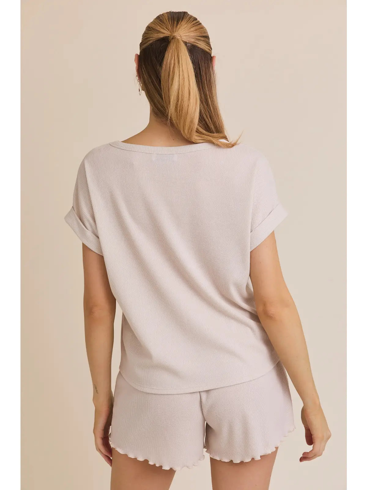 Mikayla Roll Up Knit Short Sleeve Top