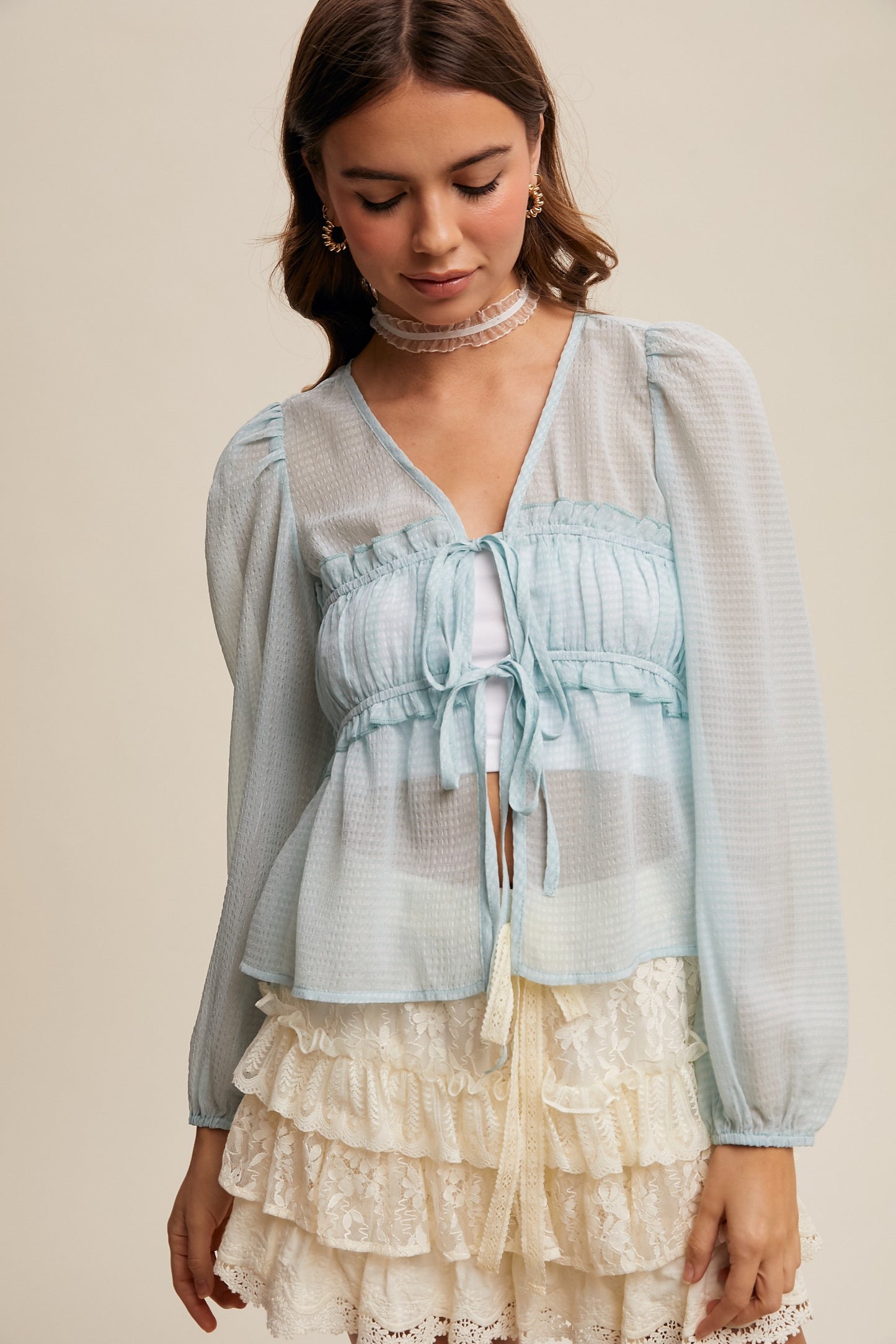Bristol Sheer Tie Front Top