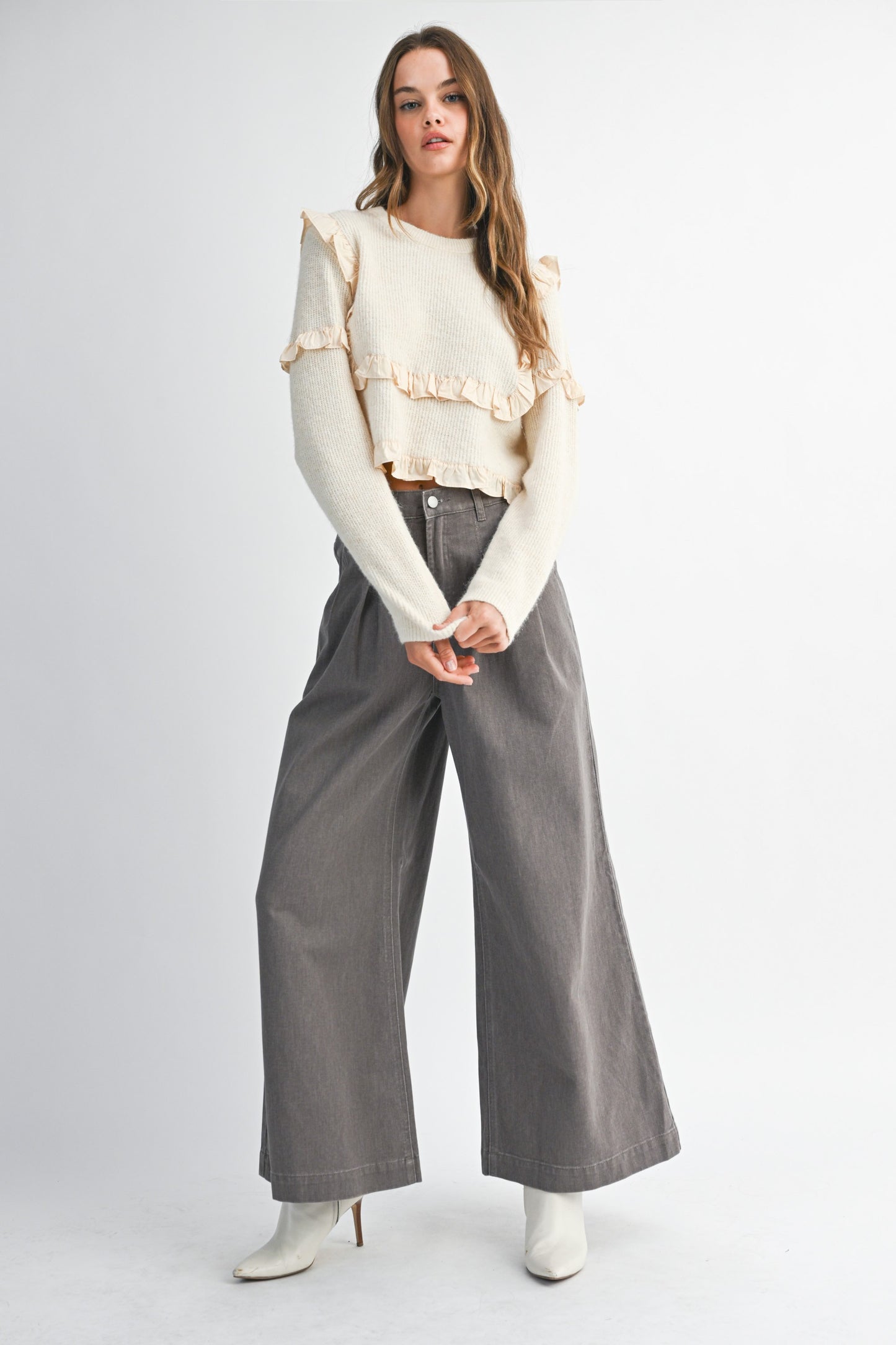 Clover Ribbed Ruffle Sweater