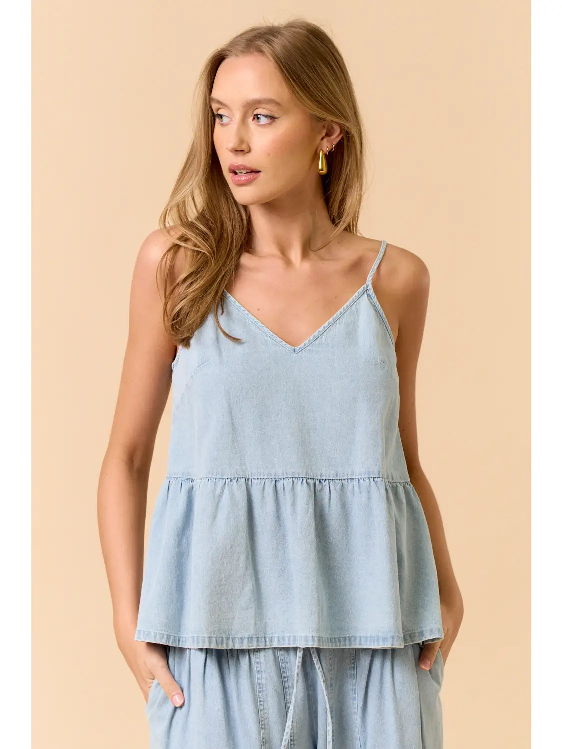 Sabrina Denim Peplum Tank