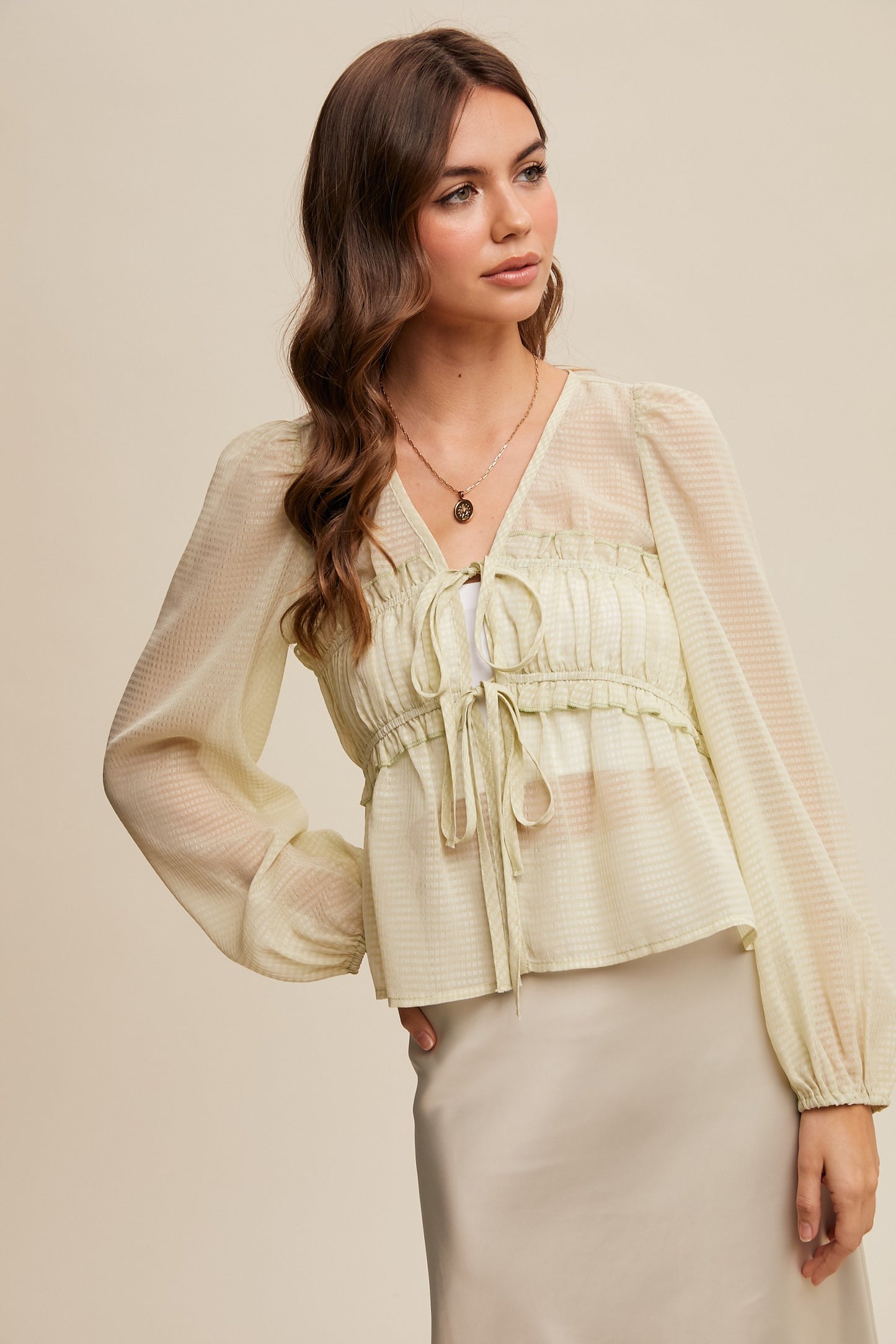 Bristol Sheer Tie Front Top