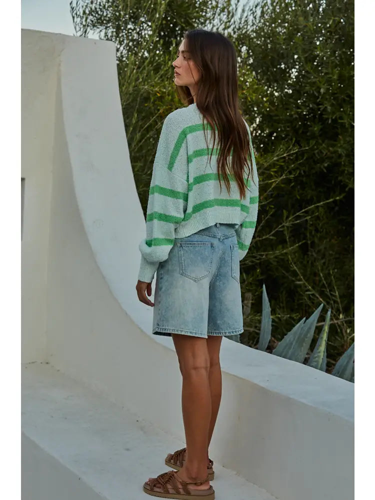 Pura Striped Crewneck Long Sleeve Sweater