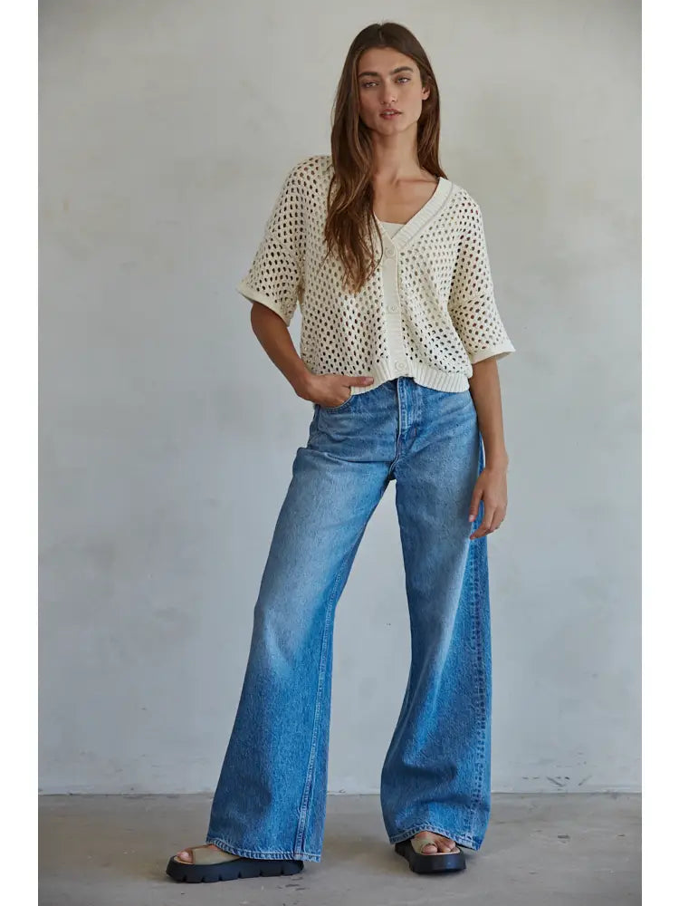 Remy Open Knit Short Sleeve Cardigan