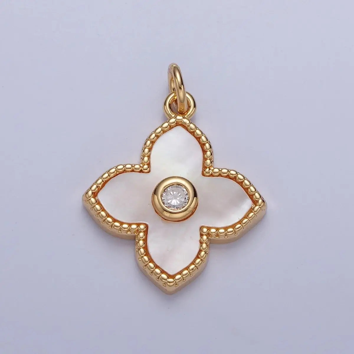 24k Gold Filled Pearl Clover Flower Charm