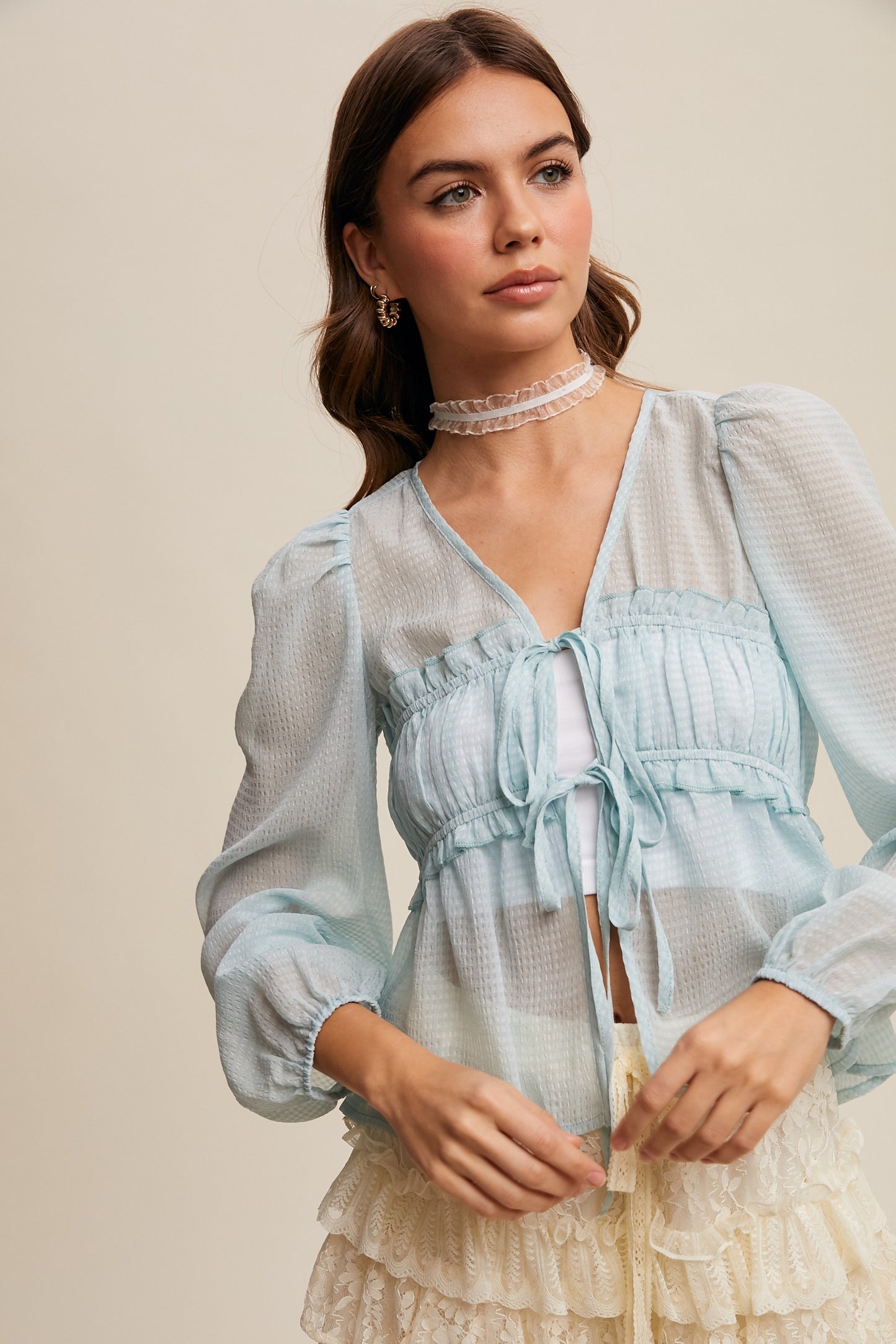 Bristol Sheer Tie Front Top