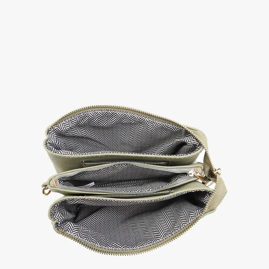 Vegan Leather Compartment Crossbody/Wristlet