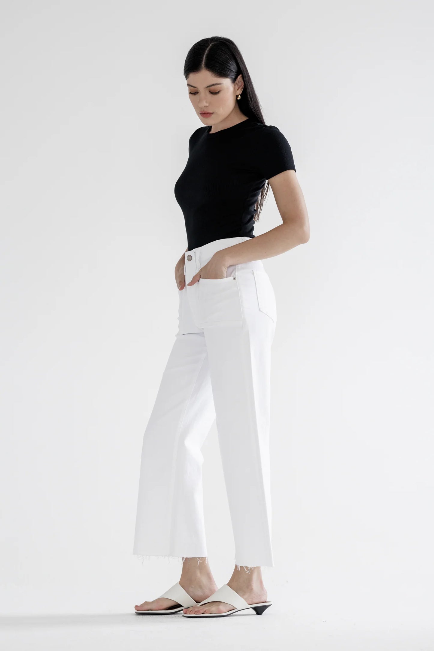 Irene High Rise Wide Leg White Denim