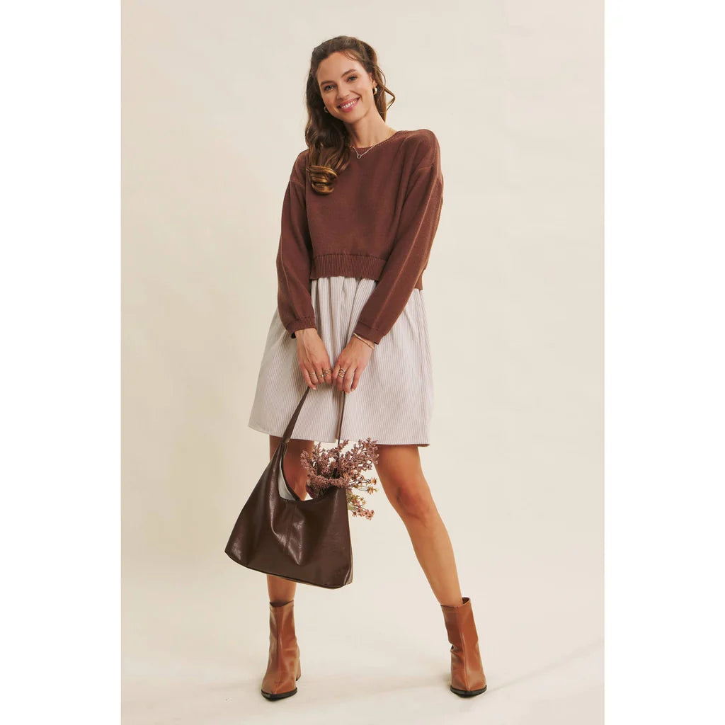 Cassidy Back Tie Two-fer Sweater Dress