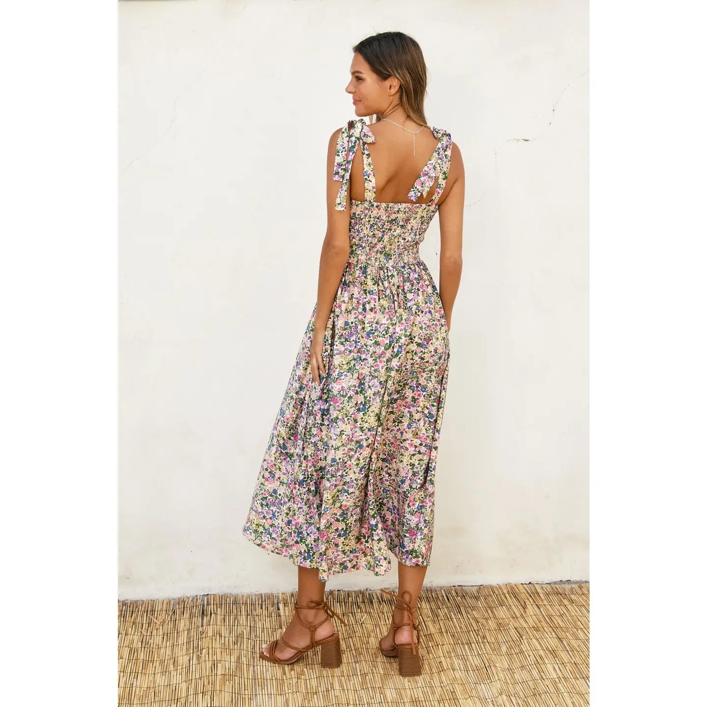 Marilyn Smocked Top Floral Midi Dress