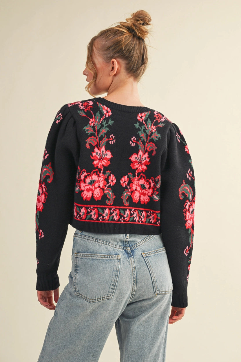 Ivy Floral Tie Front Cardigan