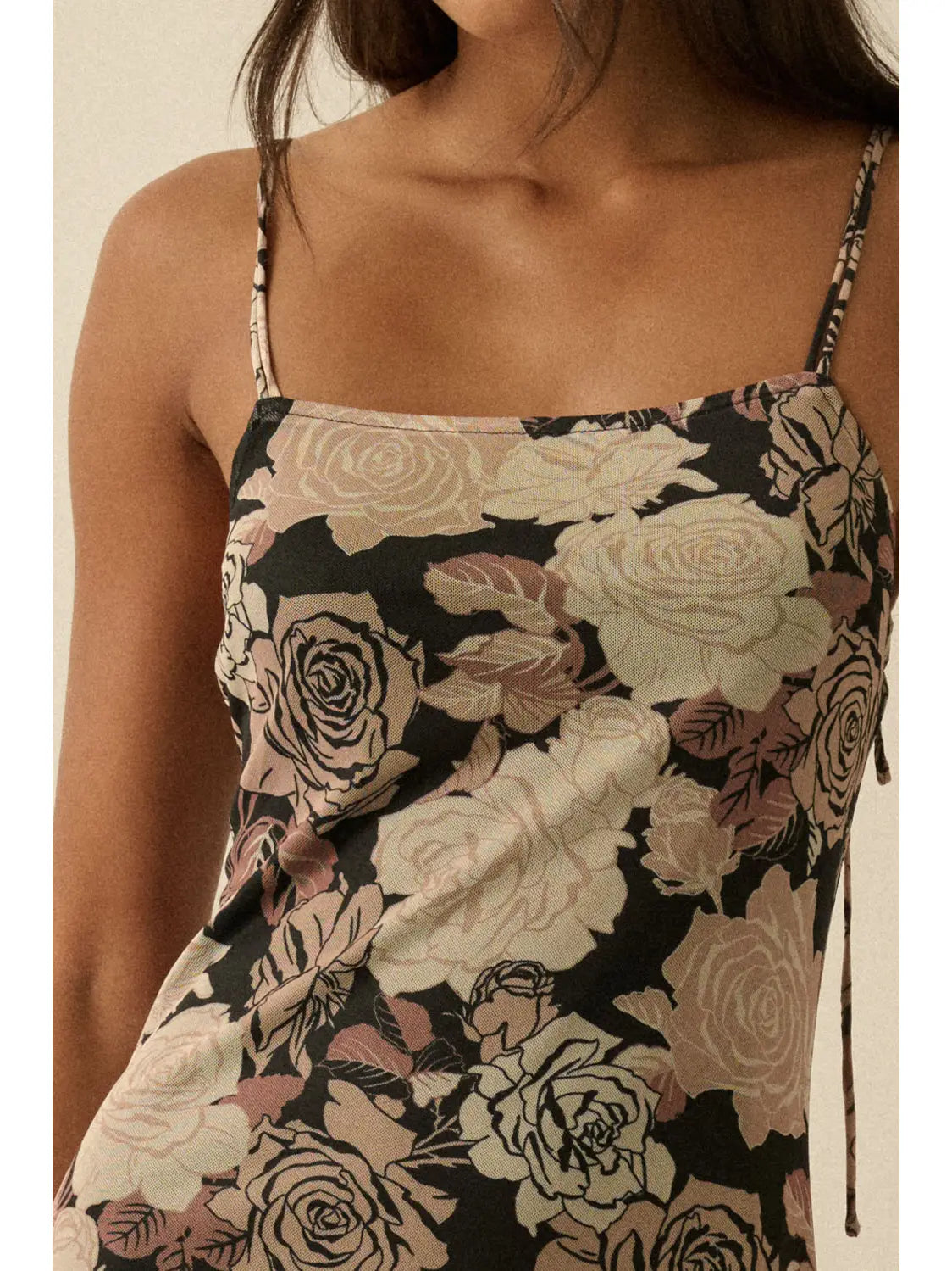 Rosie Floral-Print Mesh Midi Slip Dress