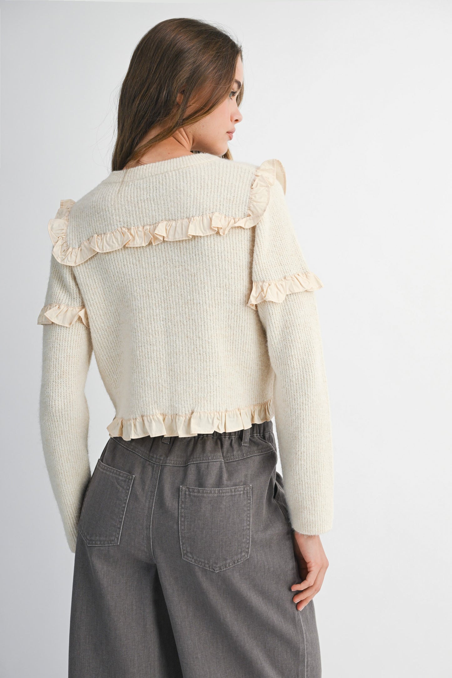 Clover Ribbed Ruffle Sweater