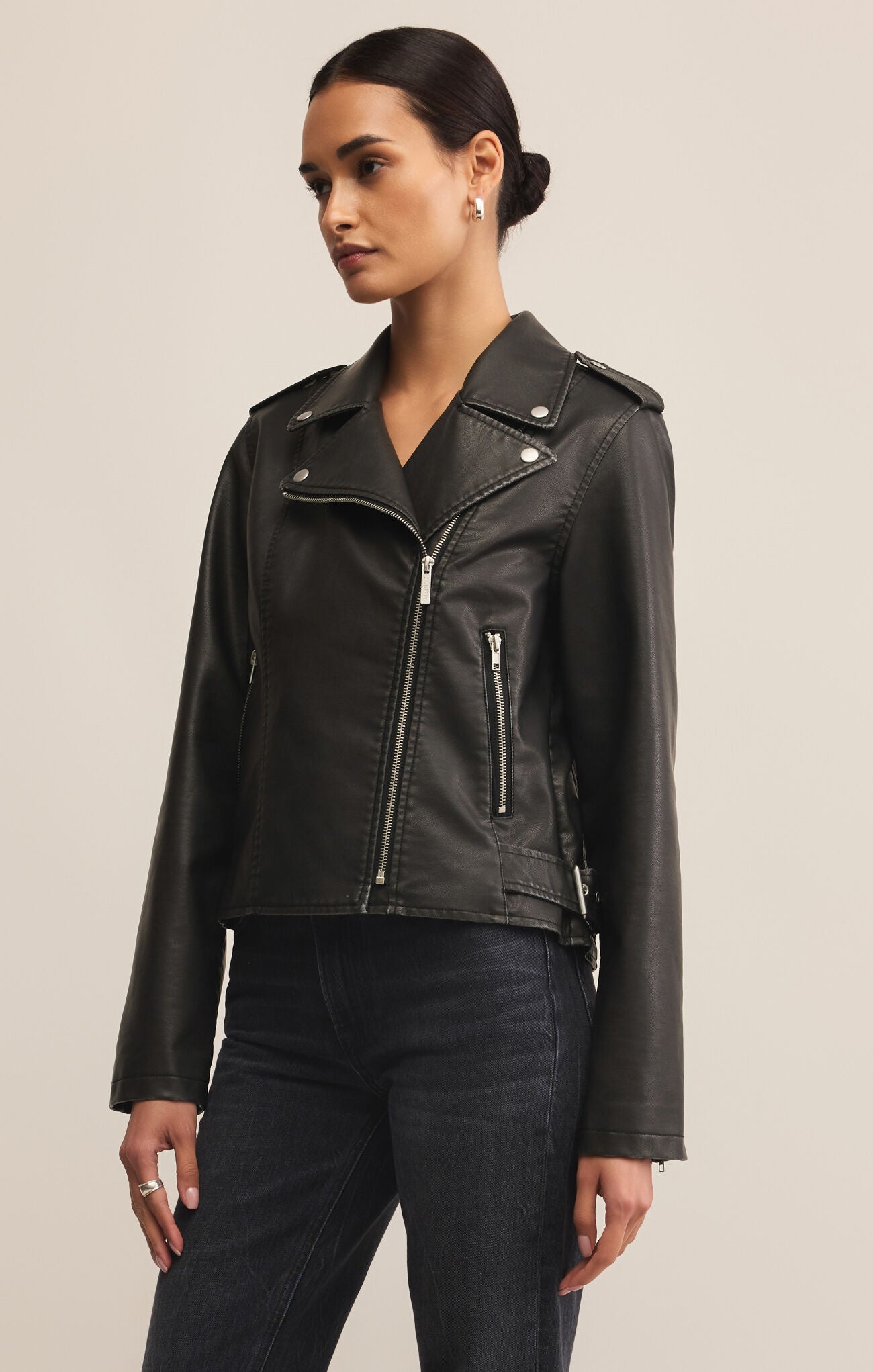Callie Faux Leather Moto Jacket