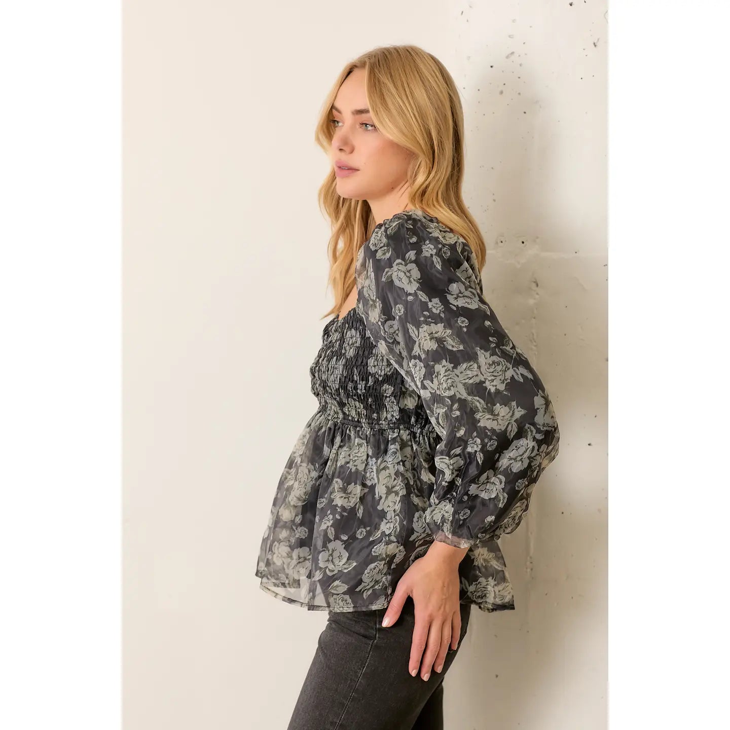 Daniella Floral Smocked Blouse- Plus