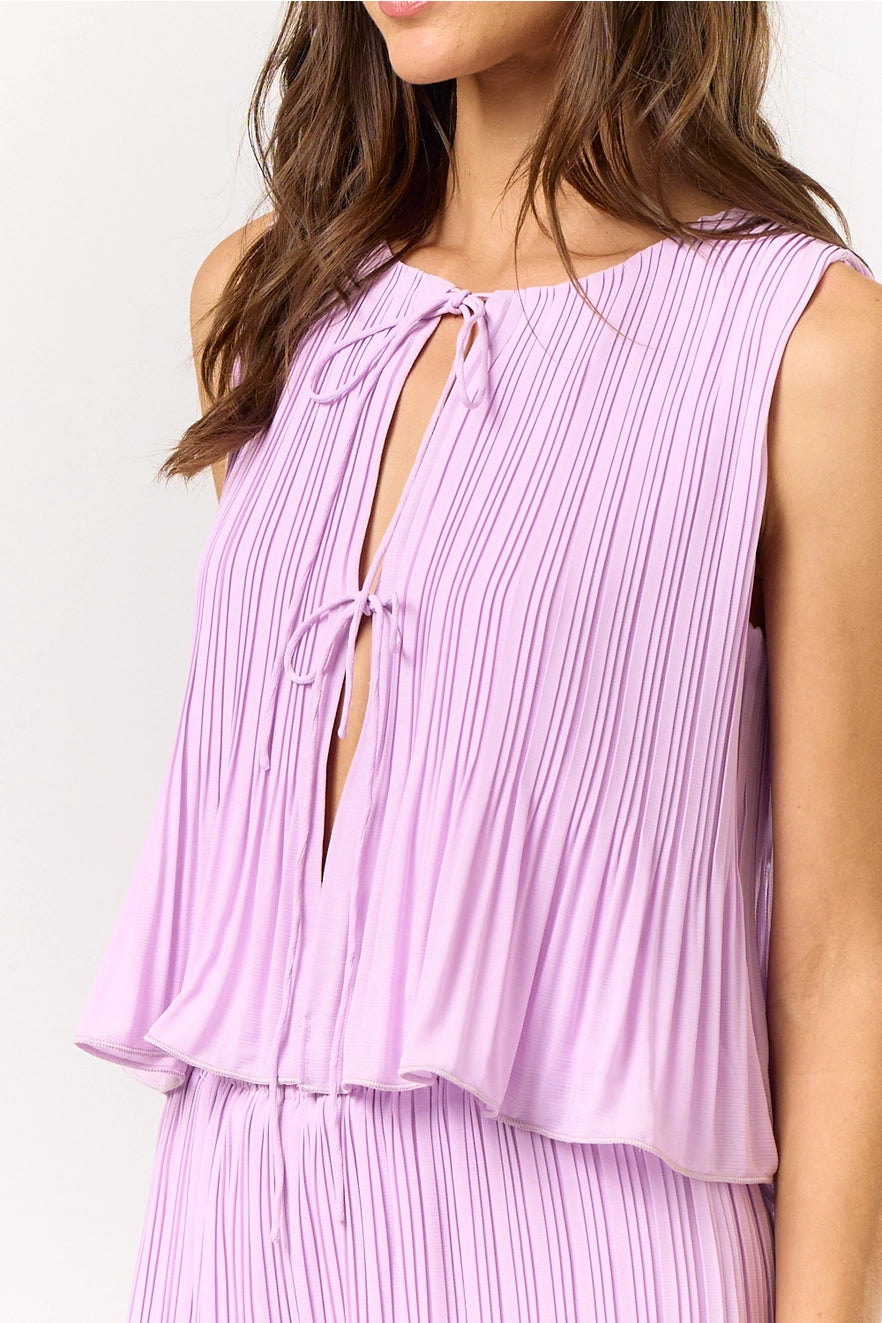 Violeta Front Tie Pleated Top