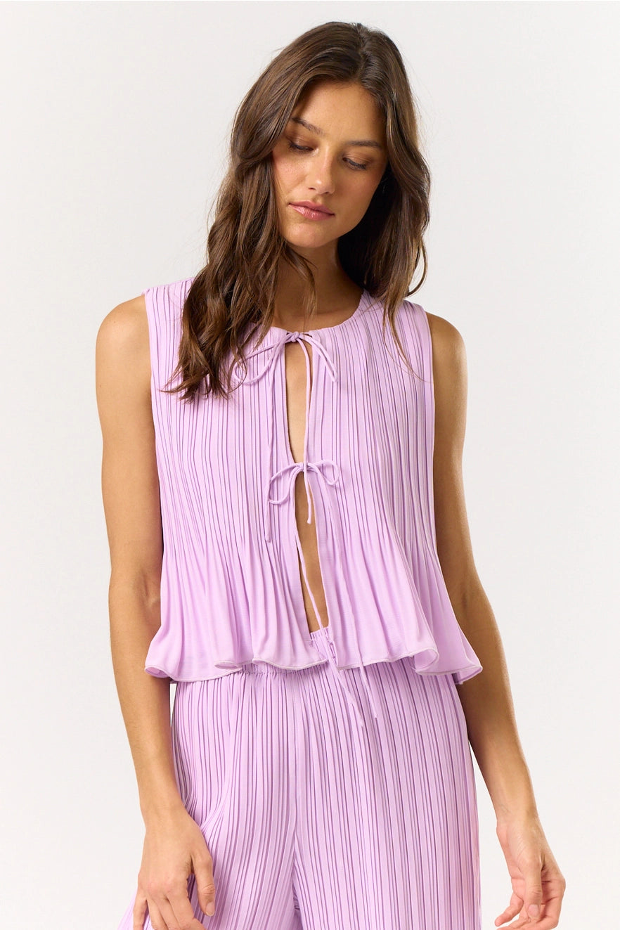 Violeta Front Tie Pleated Top
