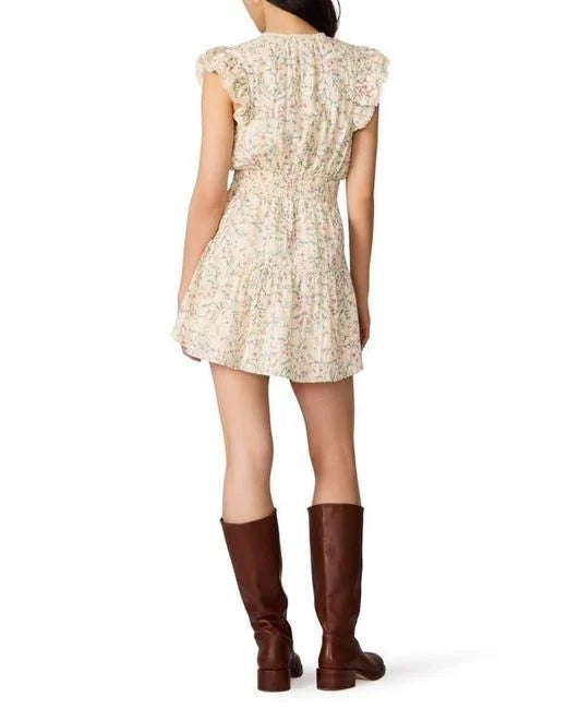 Lucienne Floral Print Ruffle Lace Minidress
