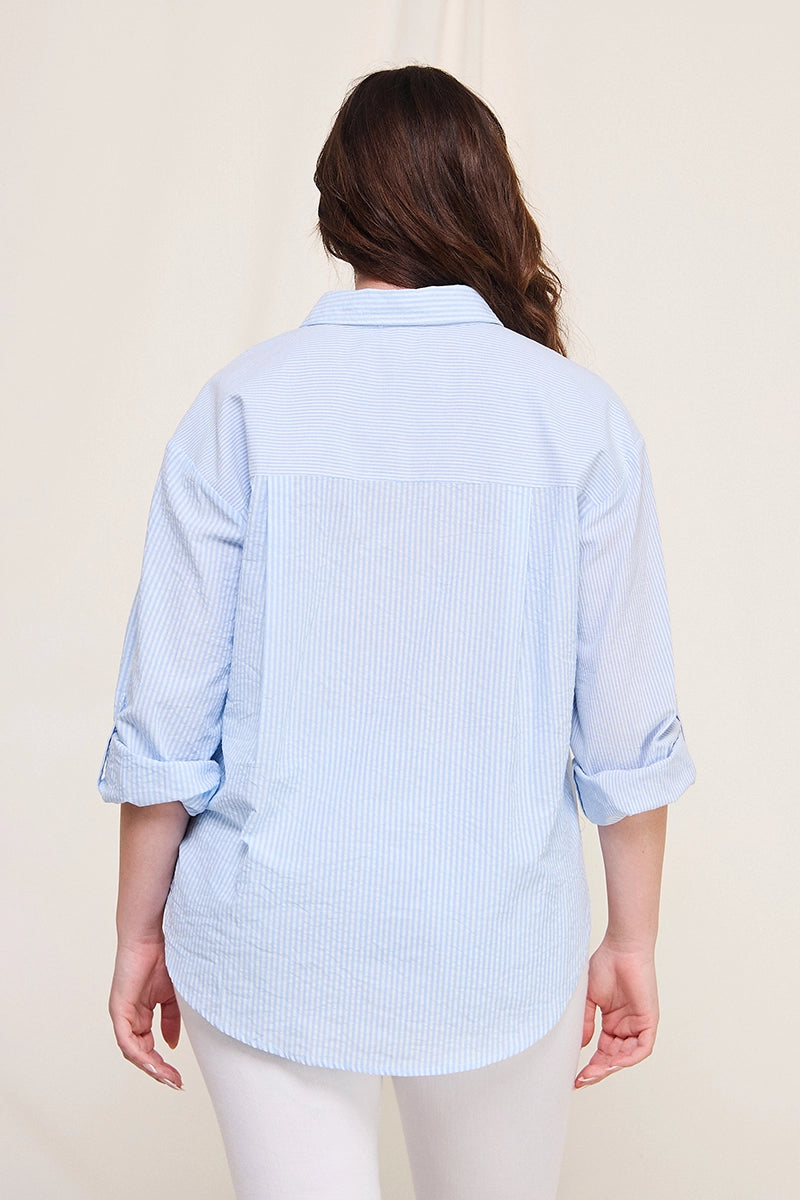 Breeze Striped Button Up- Plus
