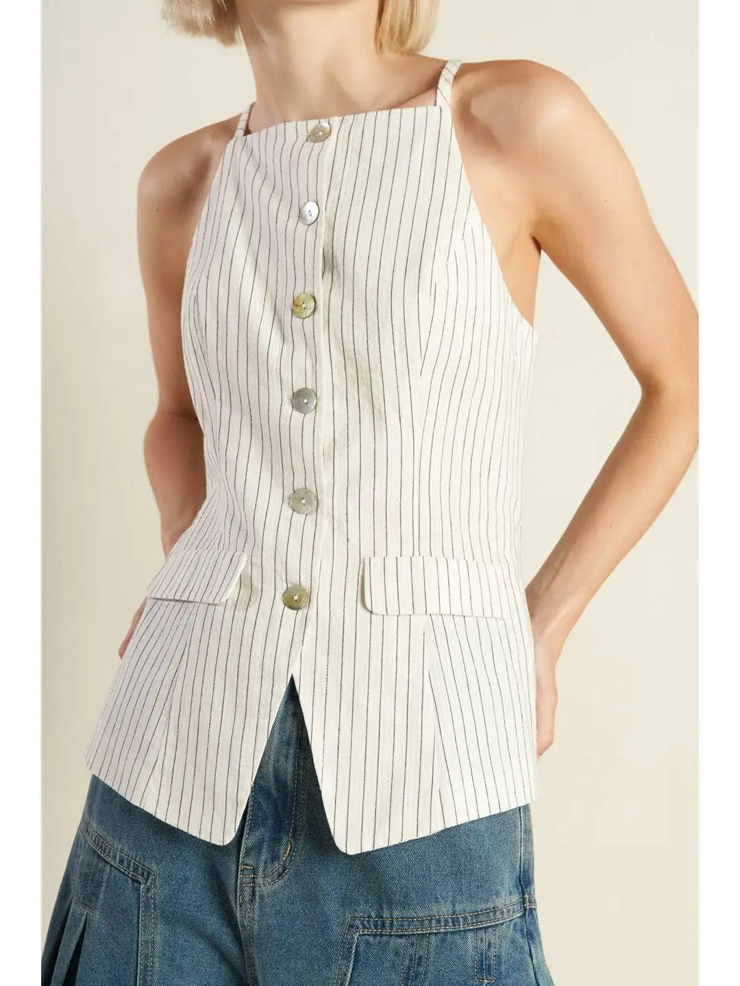 Rory Sleeveless Woven Seersucker Top