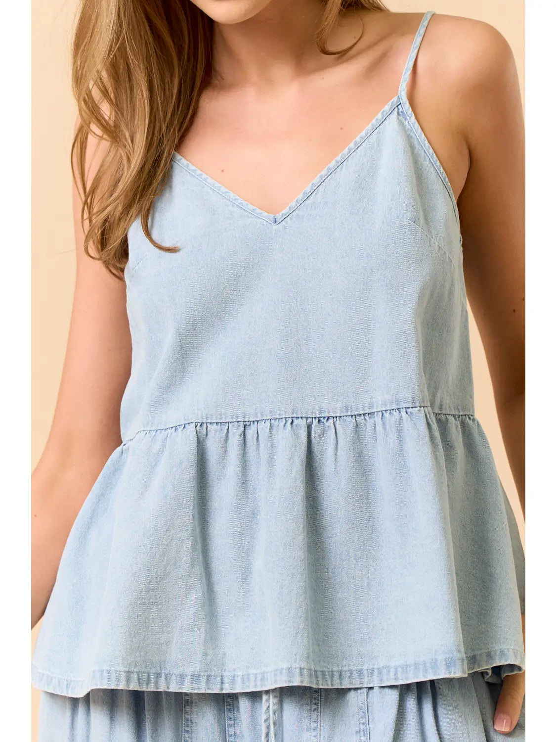 Sabrina Denim Peplum Tank