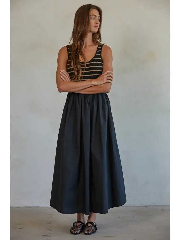 Noemi Striped Ribbed Woven Flare Dress