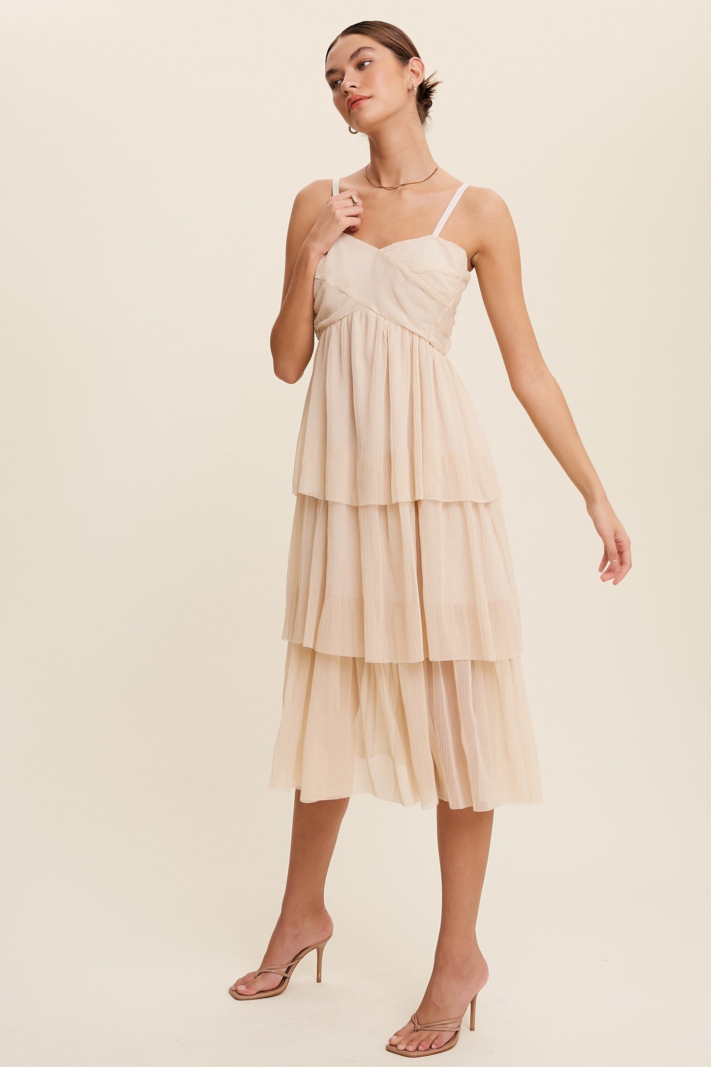 Florence Tiered Pleated Midi Dress