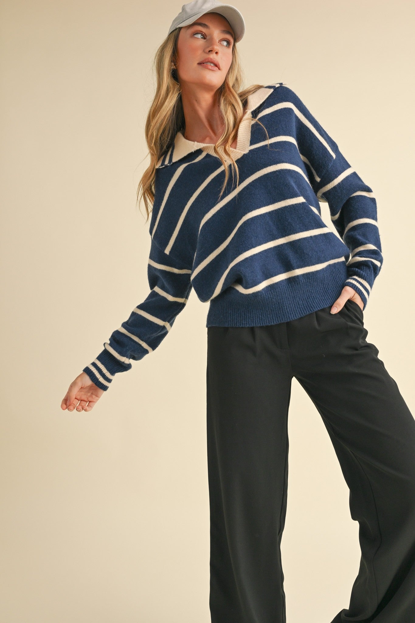 Charlee Striped Collared Sweater