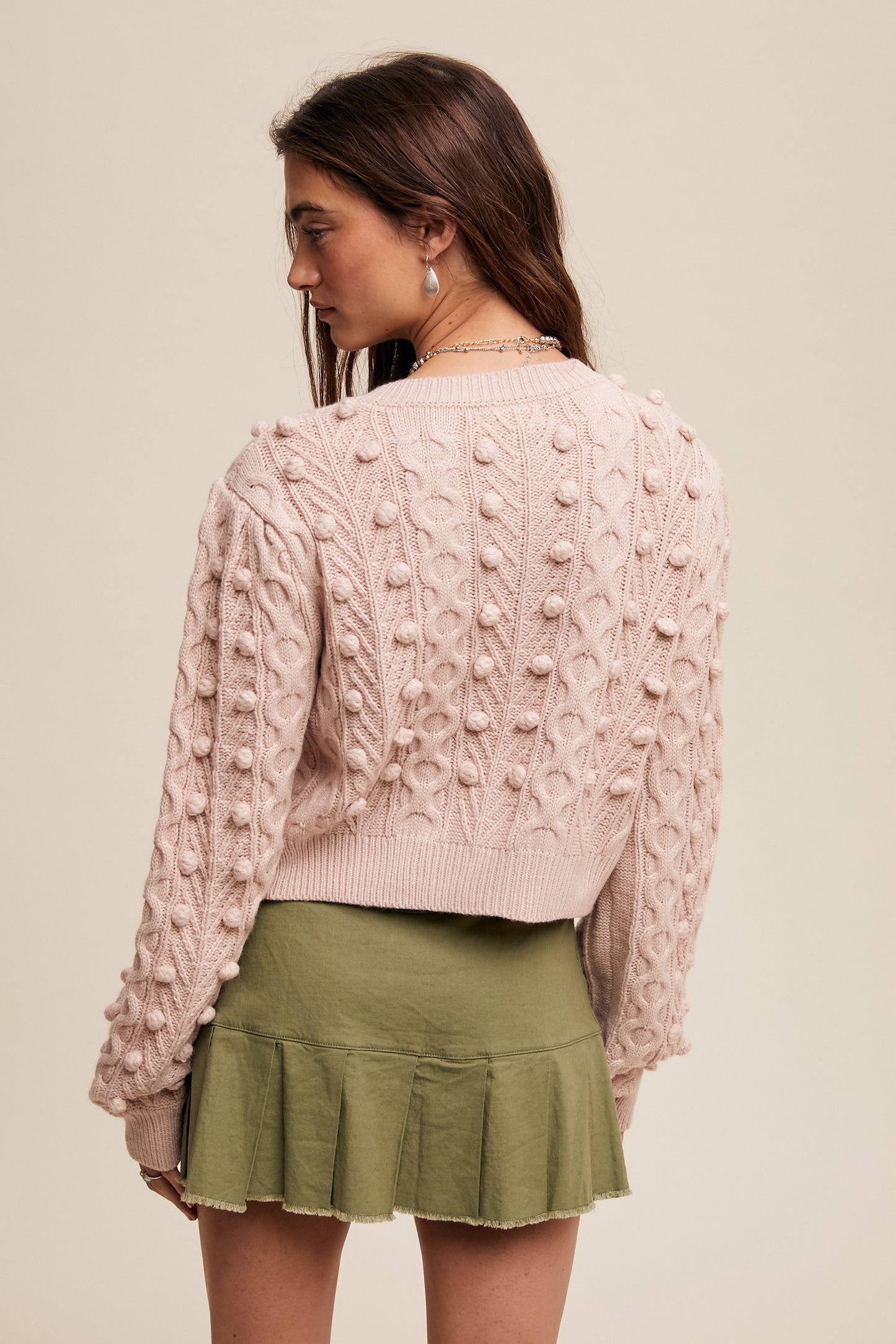 Liana Bow Cable Knit Cardigan