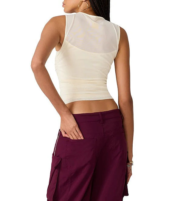 Roman Mesh Cowl Neck Top