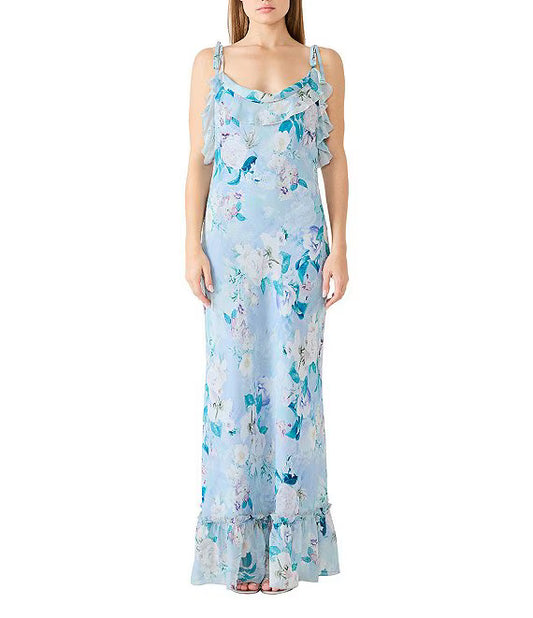 Lenna Floral Cowl Neck Chiffon Maxi Dress