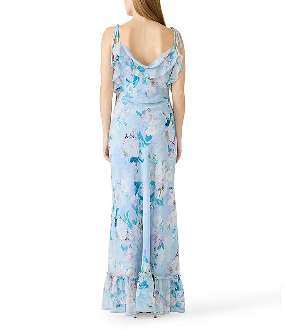 Lenna Floral Cowl Neck Chiffon Maxi Dress
