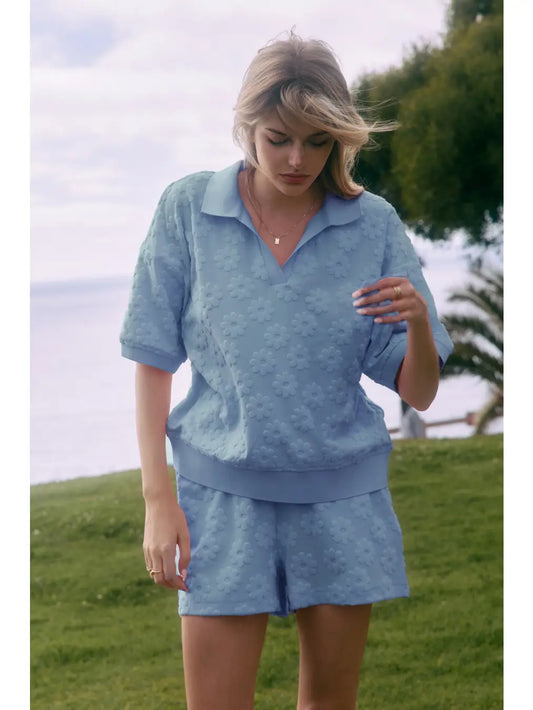 Lani Floral Textured Terry Cloth Knit Set