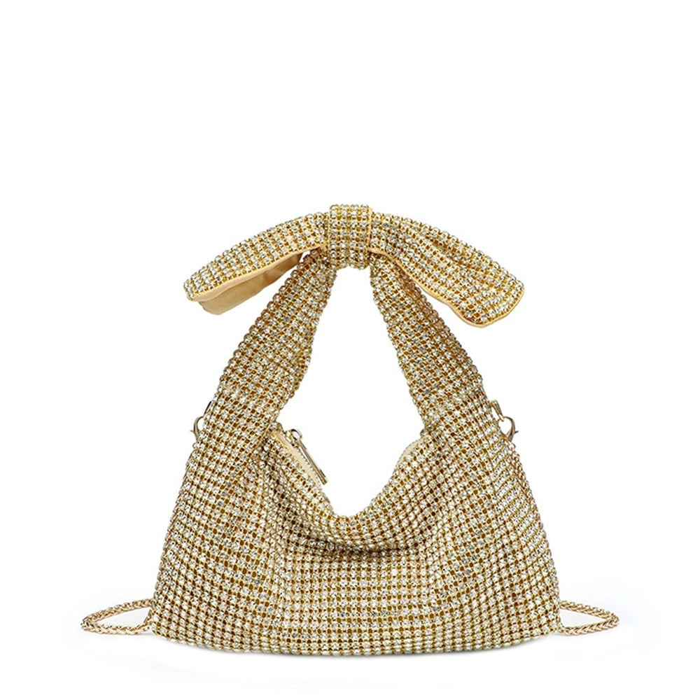 Rhinestone Bow Handle Evening Bag