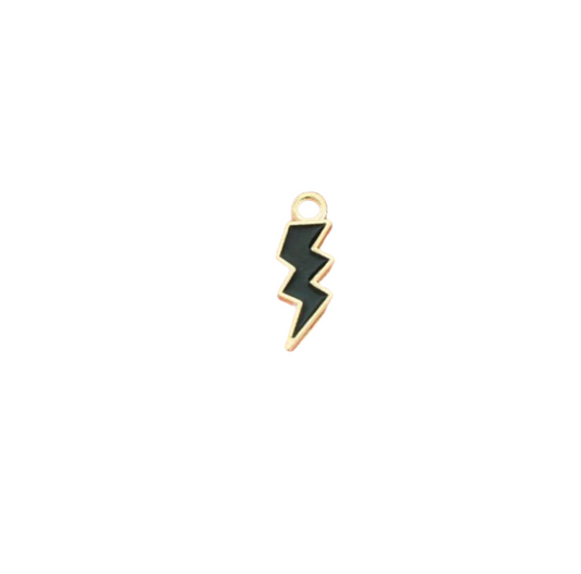 Black & Gold Lightning Bolt Charm