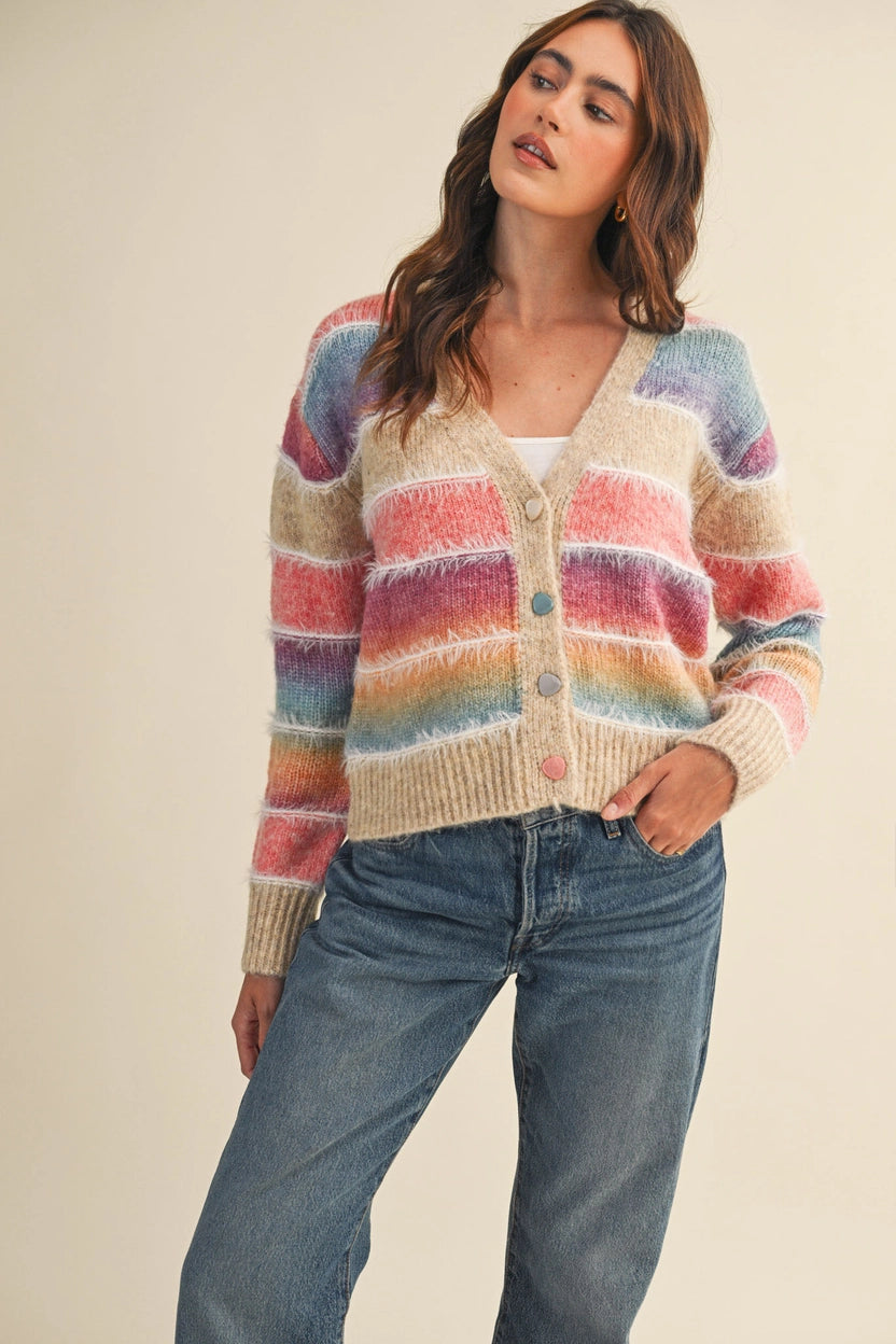Star Ombre Striped Cardigan