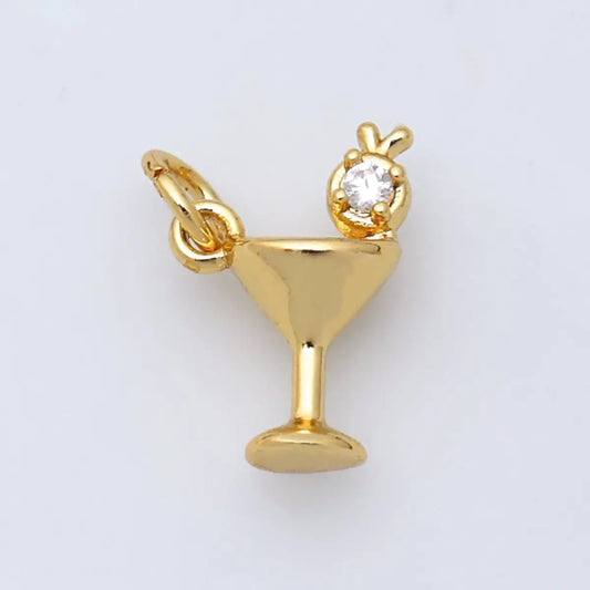 24K Gold Filled Cz Martini Charm