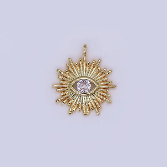 24k Gold Filled Sunburst Evil Eye Charm
