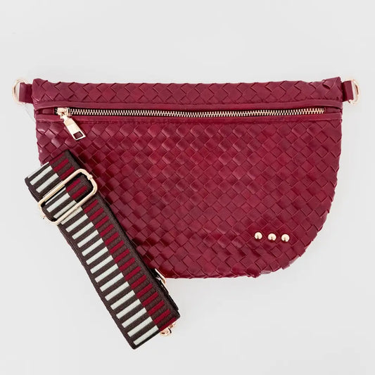 Westyn Woven Crossbody Bag: Maroon