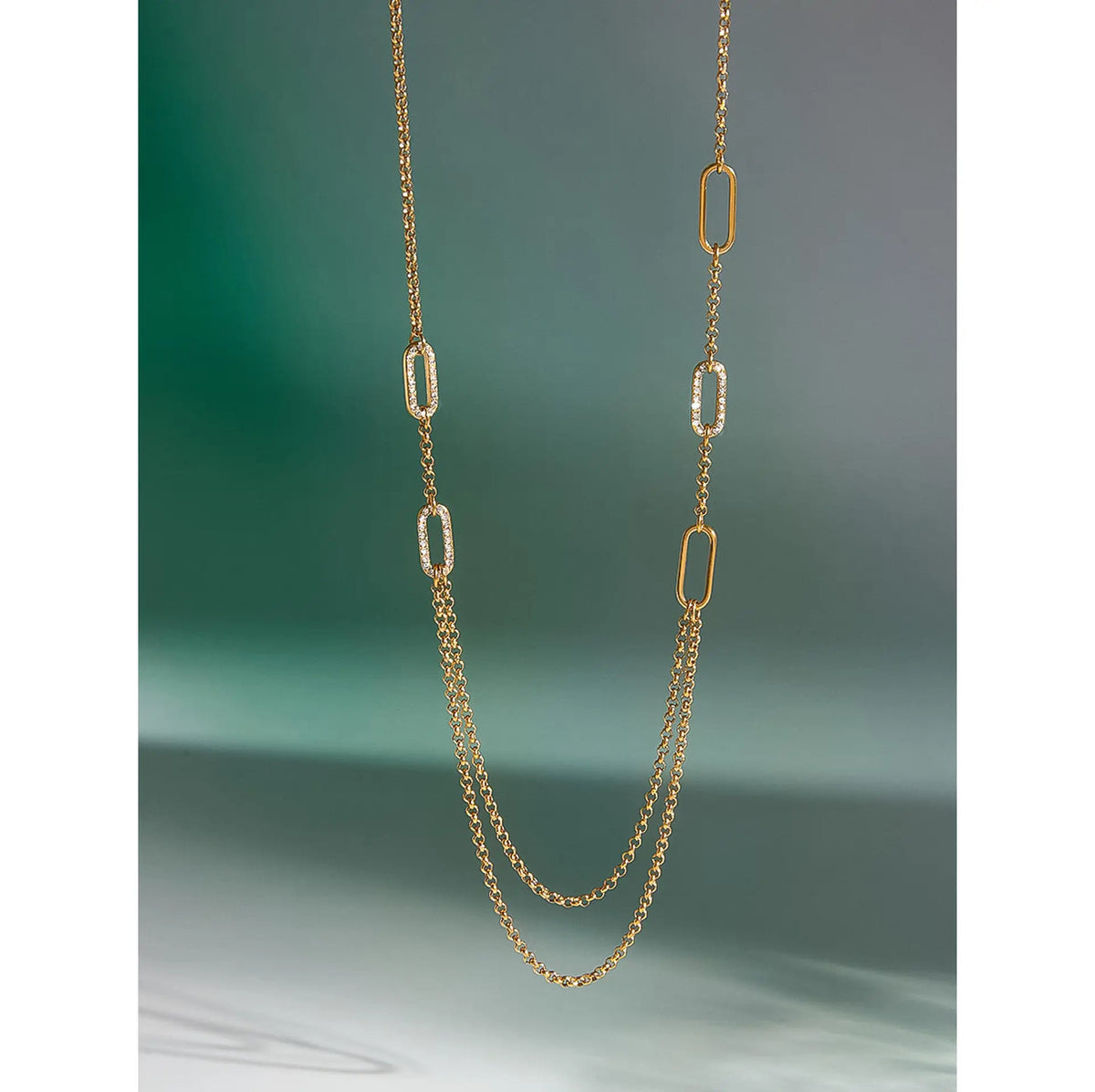 18K Gold Non-Tarnish Layered Chain Necklace