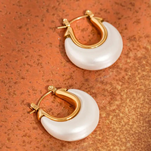 18K Gold Non-Tarnish Teardrop Hoop Earrings