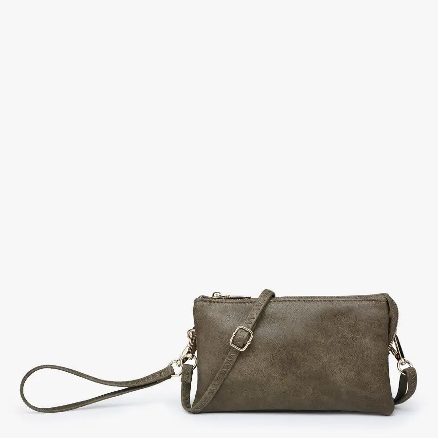 Vegan Leather Compartment Crossbody/Wristlet